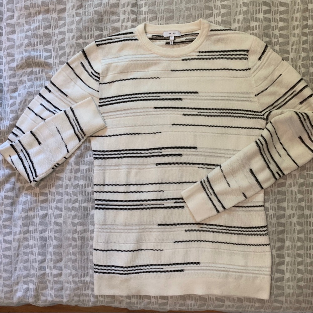Reiss mens sweater - small - white/black